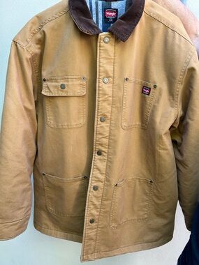 Wrangler Tan Canvas Field Jacket with Brown Corduroy Collar